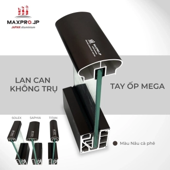 Profile  Nhôm Maxpro.JP hệ lan can màu đen mịn