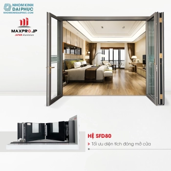 Cửa xếp trượt nhôm Maxpro hệ 80