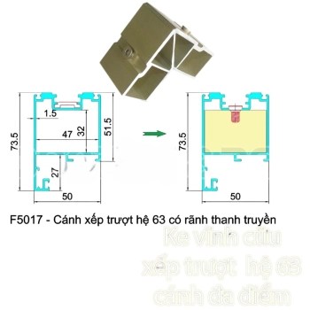 Ke vĩnh cửu cửa đi hệ xếp trượt 63 cũ - Candy