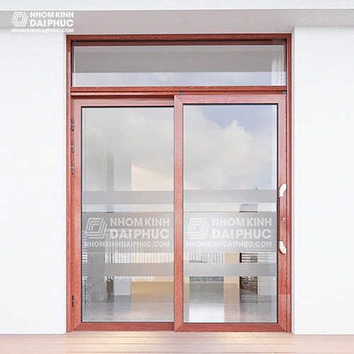 Giá cửa trượt quay 2 cánh màu nâu vân gỗ 2,85 triệu/m2