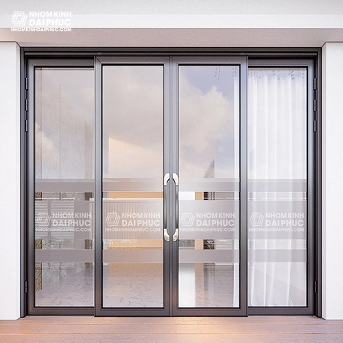 Giá cửa trượt quay 4 cánh màu nâu cà phê 2,4 triệu/m2