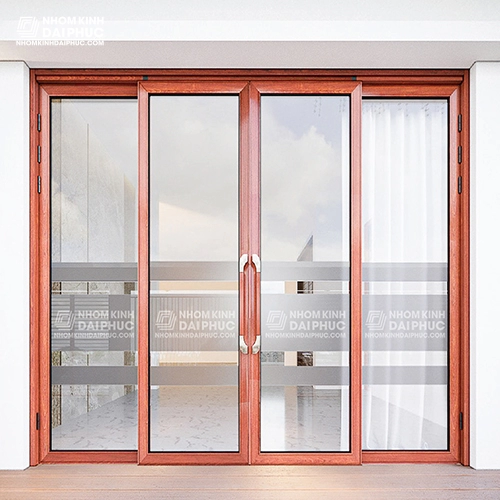 Giá cửa trượt quay 4 cánh màu vân gỗ 2,65 triệu/m2