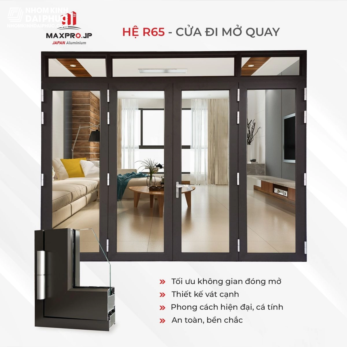 Cửa nhôm Maxpro hệ 65