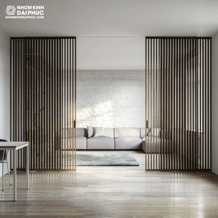 Cửa lam nhôm trang trí hệ Slim