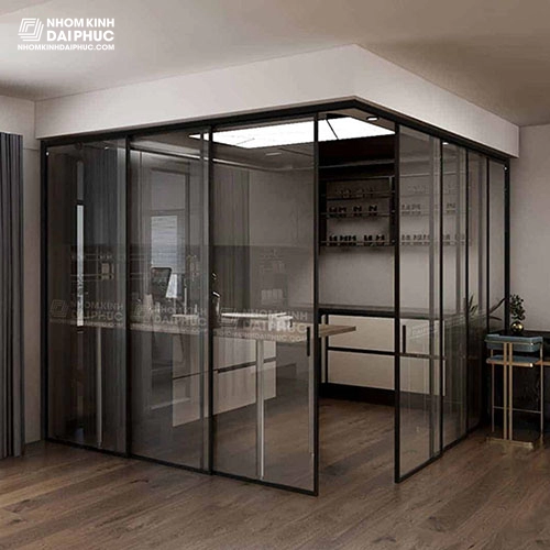 Giá cửa trượt Slim, lùa nối góc 90 độ 3,3 triệu/m2