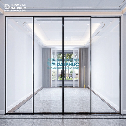 Giá cửa trượt nhôm Slim 4 cánh lùa sang 2 bên 3,3 triệu/m2