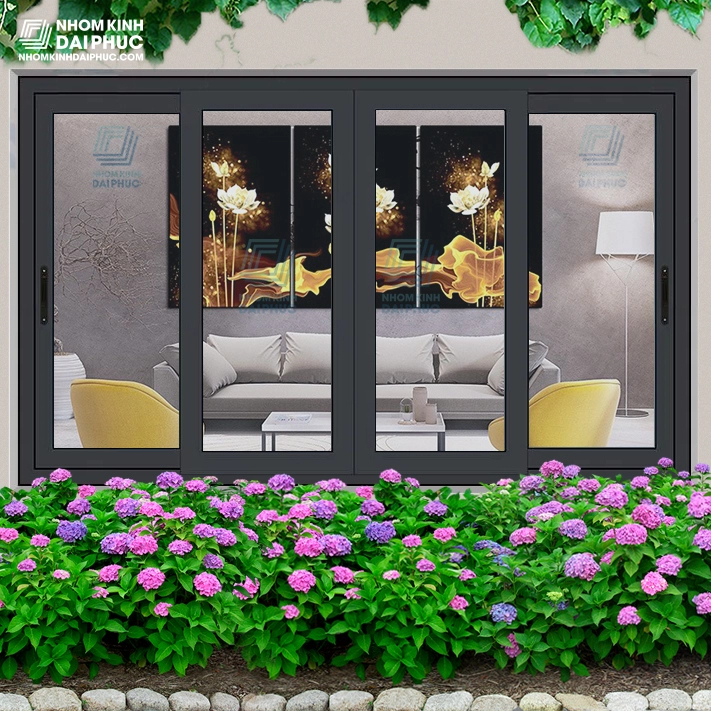 Cửa sổ 4 cánh mở lùa nhôm xingfa hệ 55 giá 2,1 triệu/m2