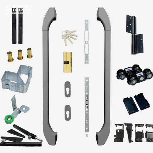 Phụ kiện cửa trượt quay 3 cánh màu nâu cà phê