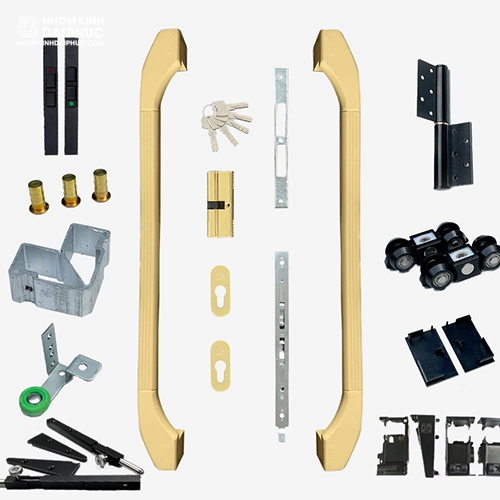 Phụ kiện cửa trượt quay 3 cánh màu vàng