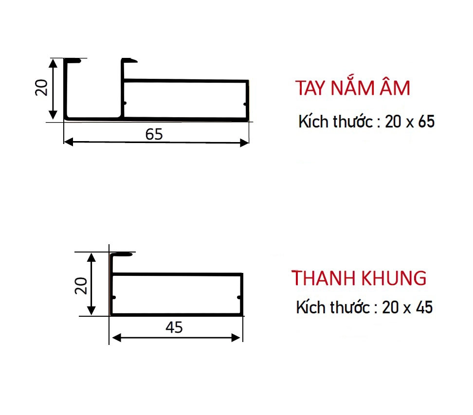 Mặt cắt profile nhôm cánh kính