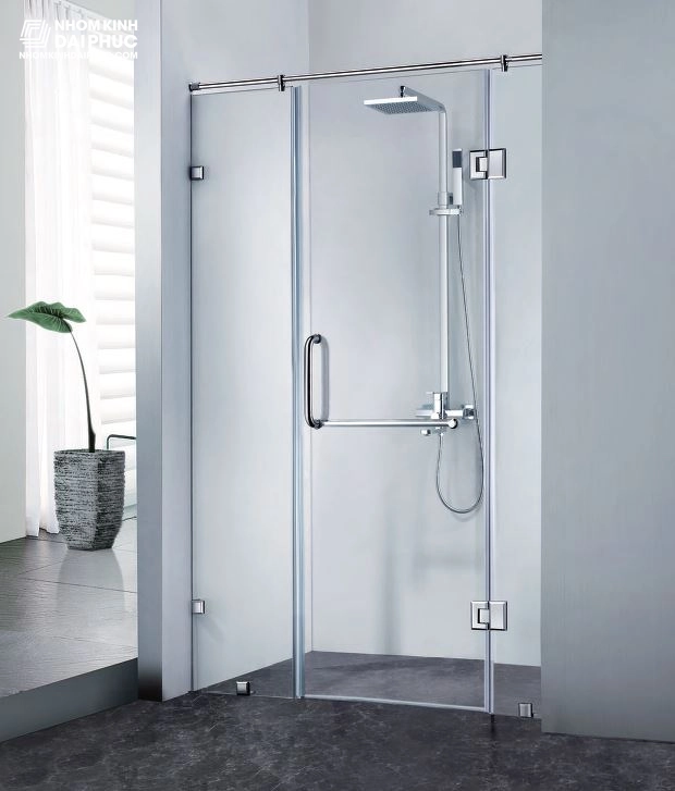 Phòng tắm kính 180 độ dùng bản lề kính - kính