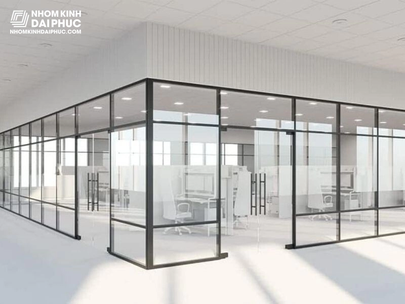 Vách kính khung nhôm xingfa giá 1,3 triệu/m2