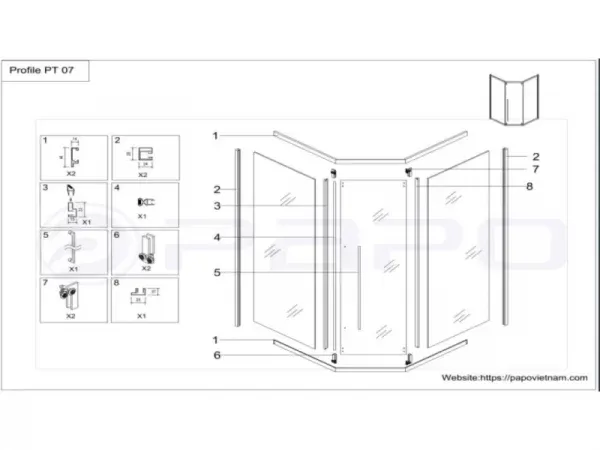 Bản vẽ chi tiết phụ kiện Papo mã PT07