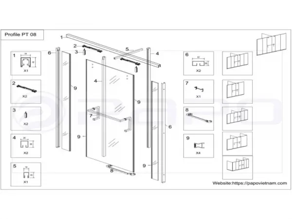 Bản vẽ chi tiết phụ kiện Papo mã PT08