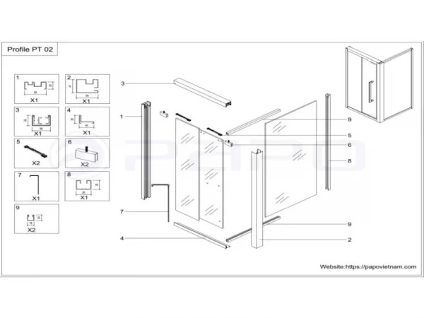 Sơ đồ lắp đặt phụ kiện phòng tắm Papo