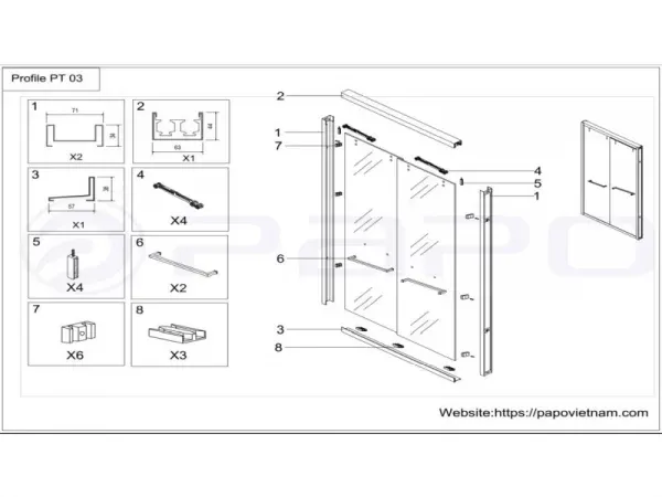 Bản chi tiết bộ phụ kiện Papo mã PT03