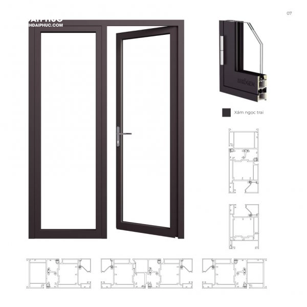 Cửa nhôm Kogen 2 cánh mở quay