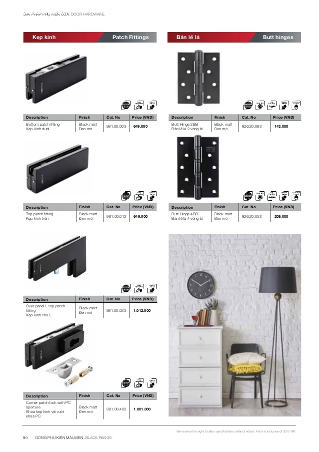 Phụ kiện cửa kính Hafele