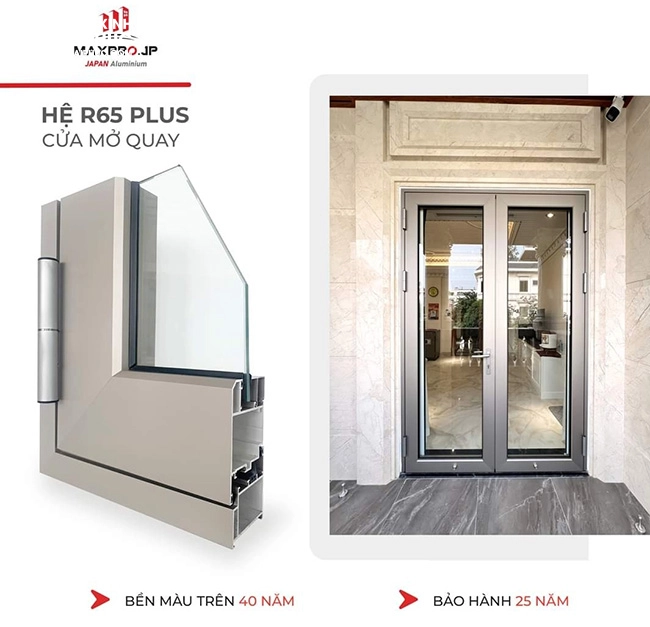 Cửa đi mở quay nhôm Maxpro hệ 65
