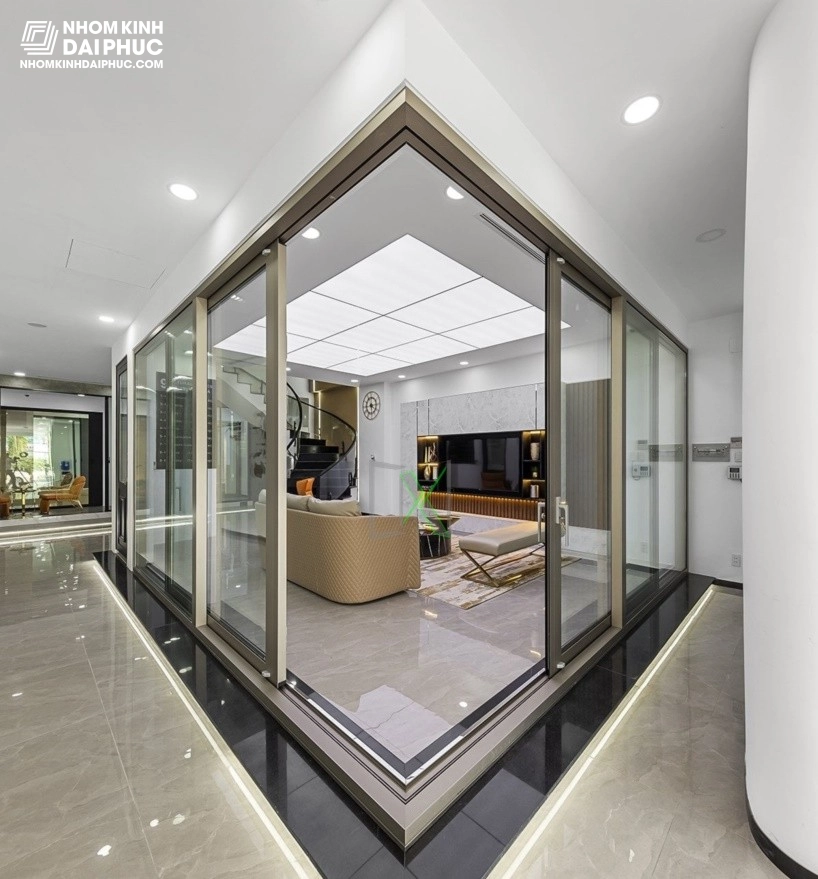 Cửa nhôm Civro lùa trượt nâng vuông góc 90 độ