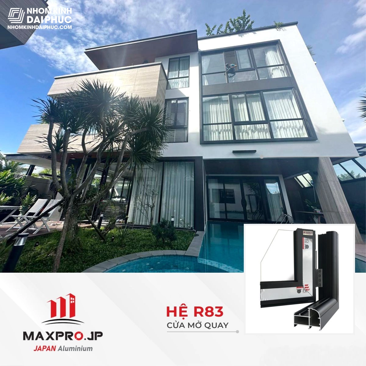 Công trình Villa sử dụng cửa nhôm Maxpro Nhật Bản