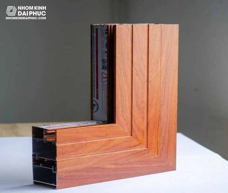 Góc mẫu nhôm Xingfa vân gỗ