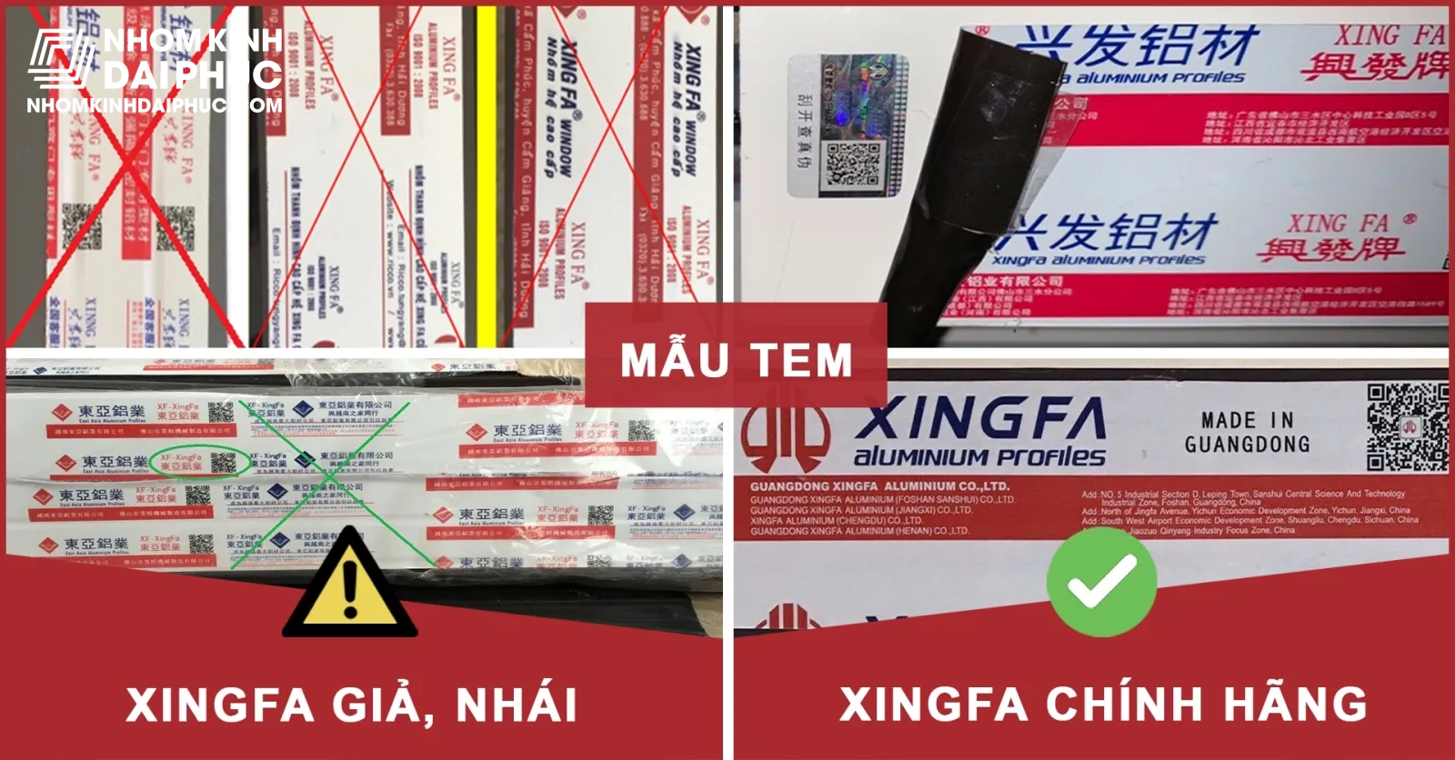 Phân biệt nhôm xingfa thật giả