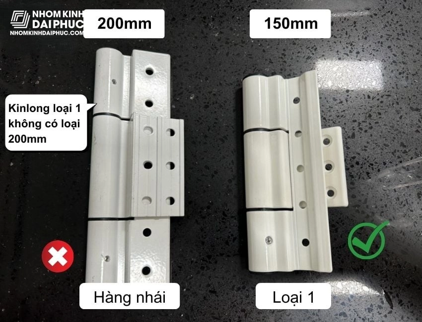 So sánh phụ kiện Kinlong thật và giả, chi tiết tay nắm và bản lề