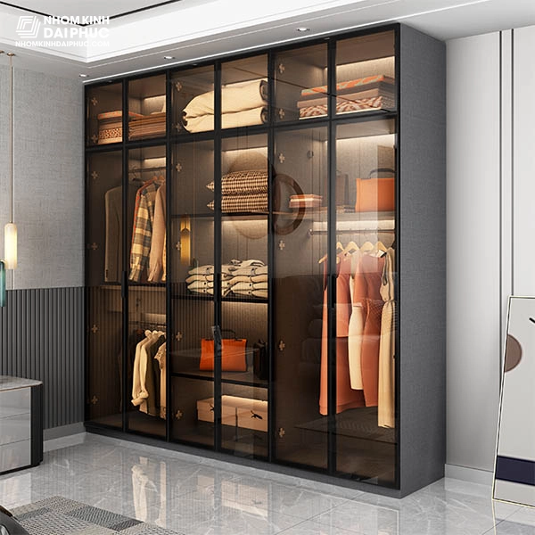 Mẫu tủ áo cánh kính khung nhôm đẹp