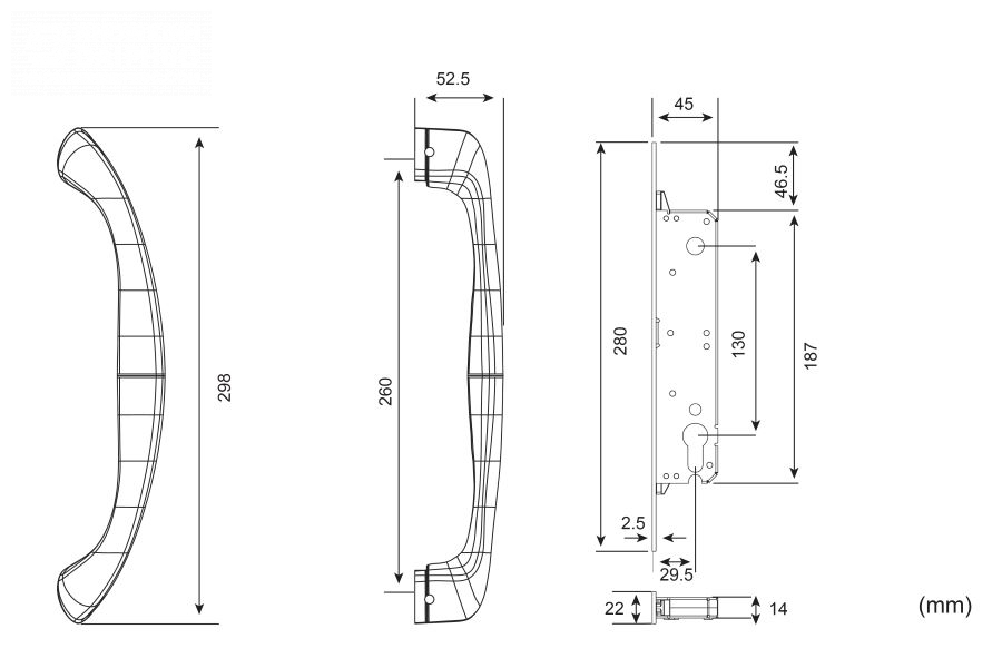 Thông số kỹ thuật Khóa tay nắm cửa trượt Huy Hoàng AP 02 sơn đen 