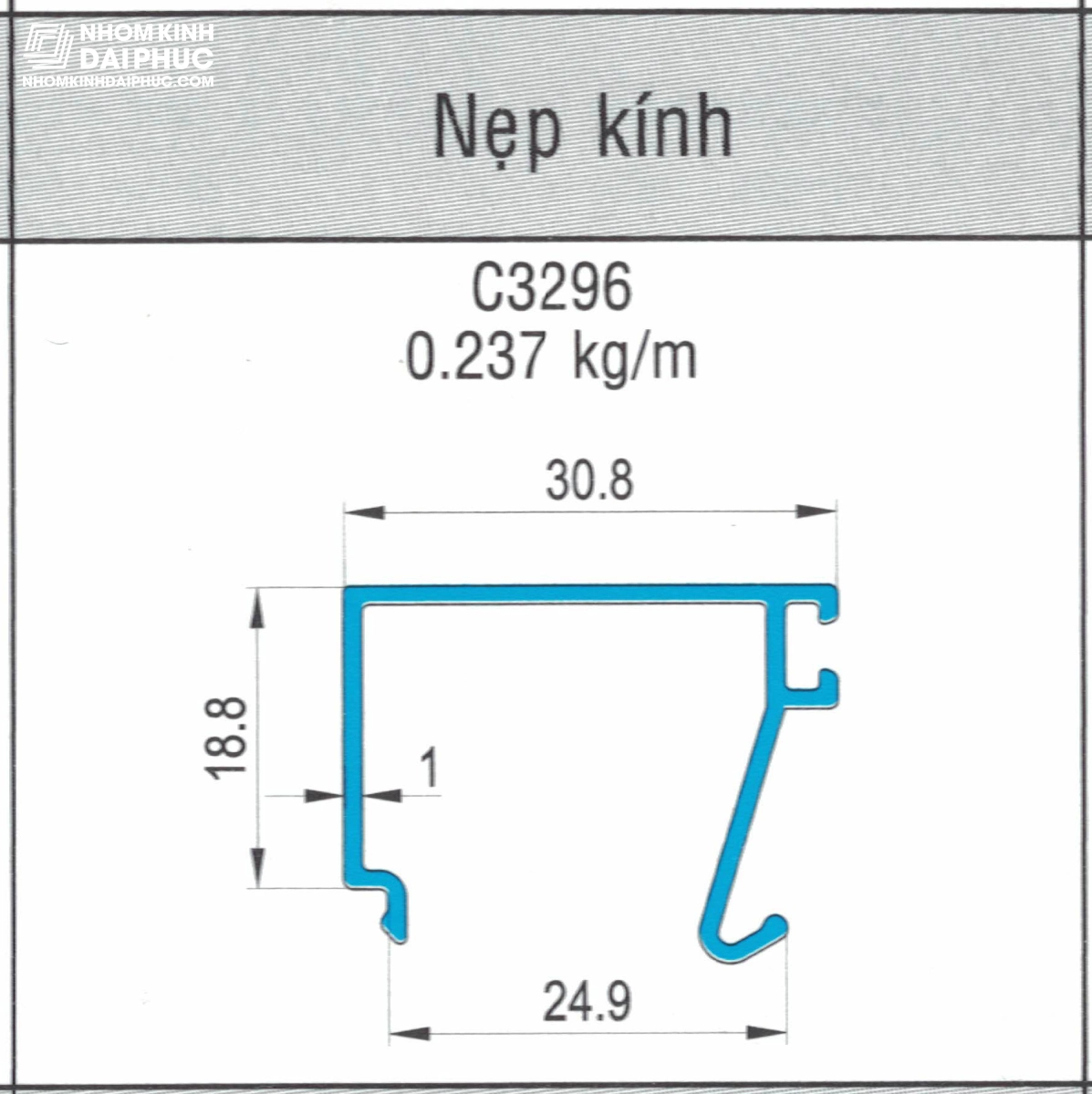 Nẹp kính cho vách tách khung C3296