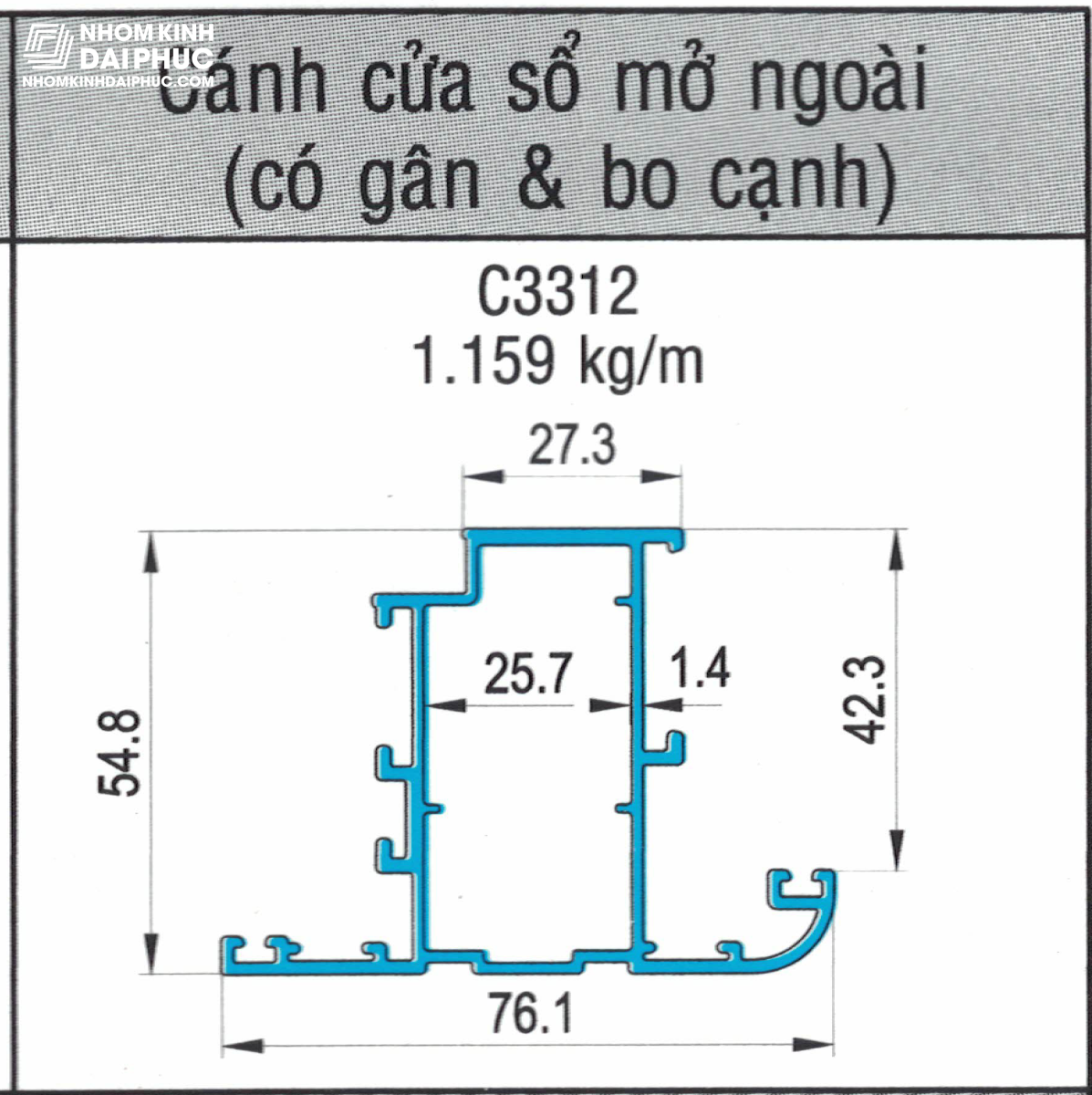 Cánh cửa sổ (có gân & bo cạnh) C3312
