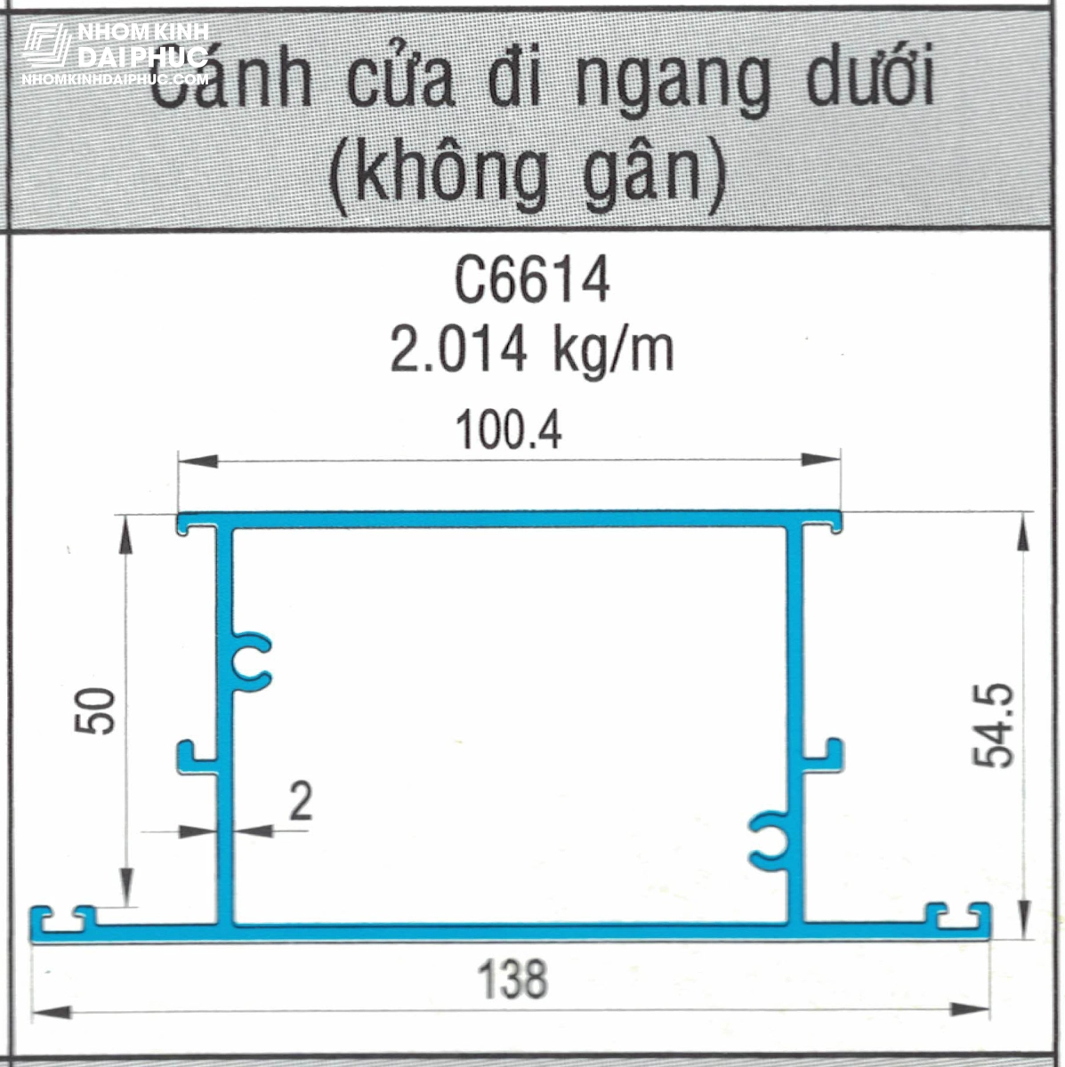 Cánh cửa đi ngang dưới (không gân) C6614