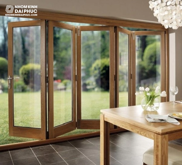 Cửa xếp trượt màu vân gỗ