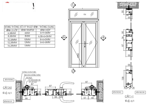 cua di mo quay 2 canh