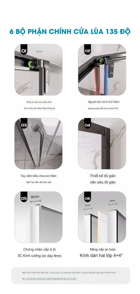 Cấu tạo cửa lùa 135 độ