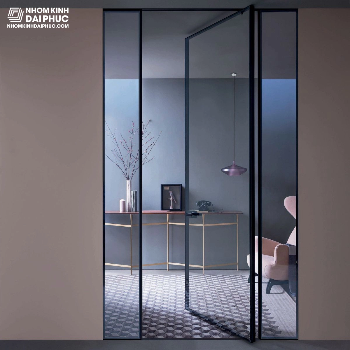 Cửa nhôm slim mở quay