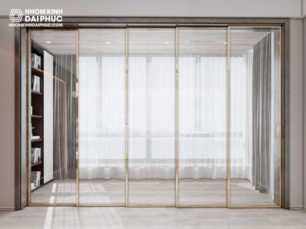 Cửa lùa Slim 5 cánh màu gold