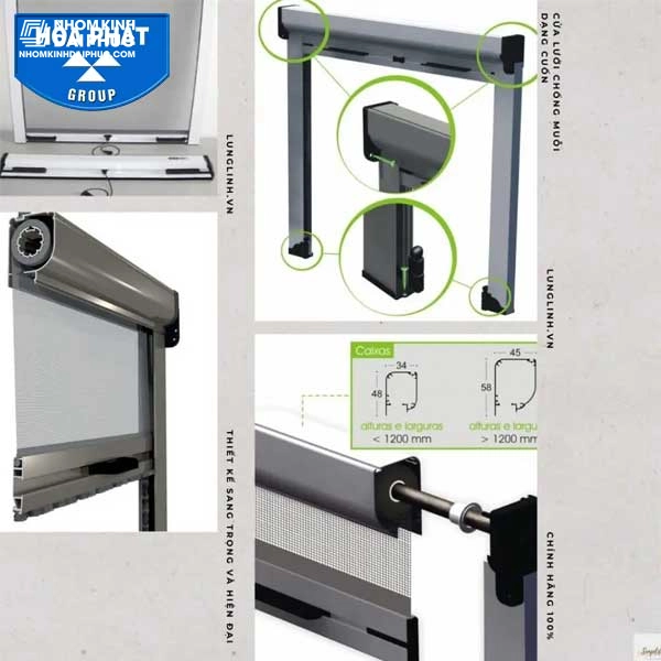 Cấu tạo cửa lưới chống muỗi tự cuốn