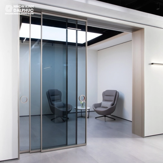 Cửa nhôm Slim cover màu ghi vàng