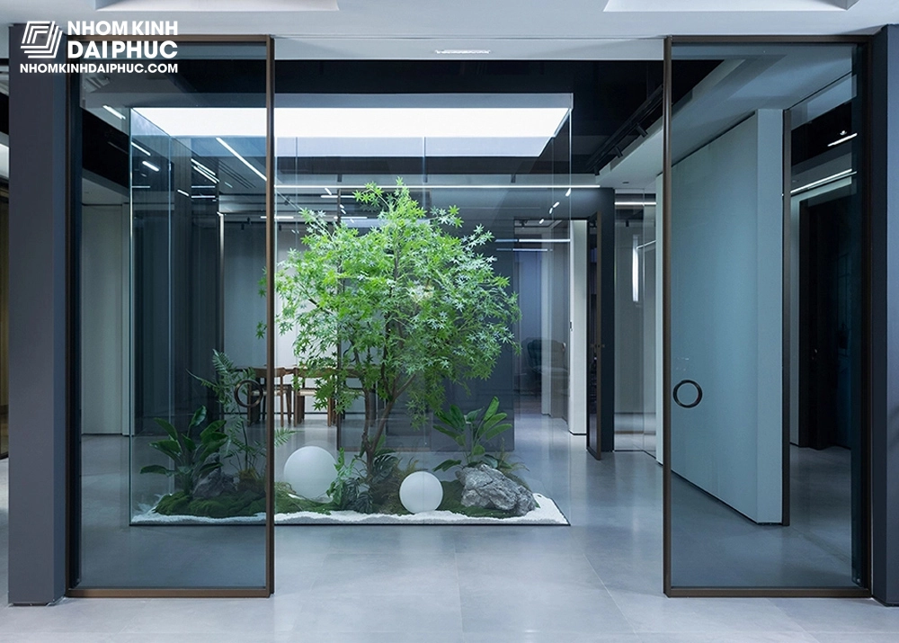 Cửa nhôm Slim cover 4 cánh lùa đối xứng