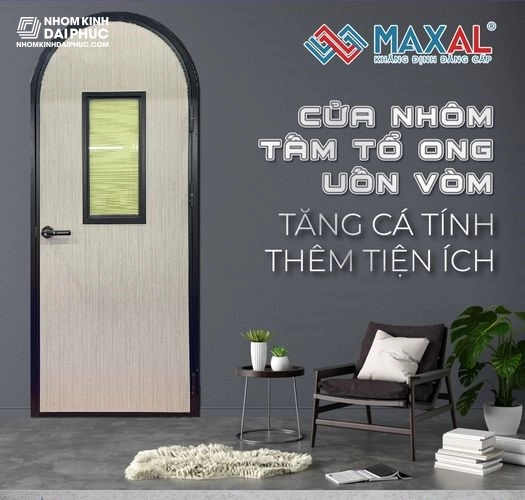 Cửa nhôm tấm tổ ong Maxal uốn vòm sang trọng