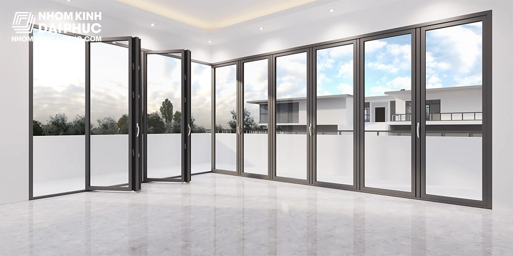 Cửa Xếp Gấp Ẩn Bản Lề Nhôm Kogen