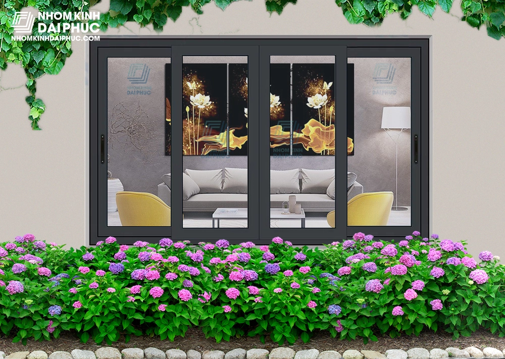 Cửa sổ lùa 4 cánh nhôm Xingfa hệ 55