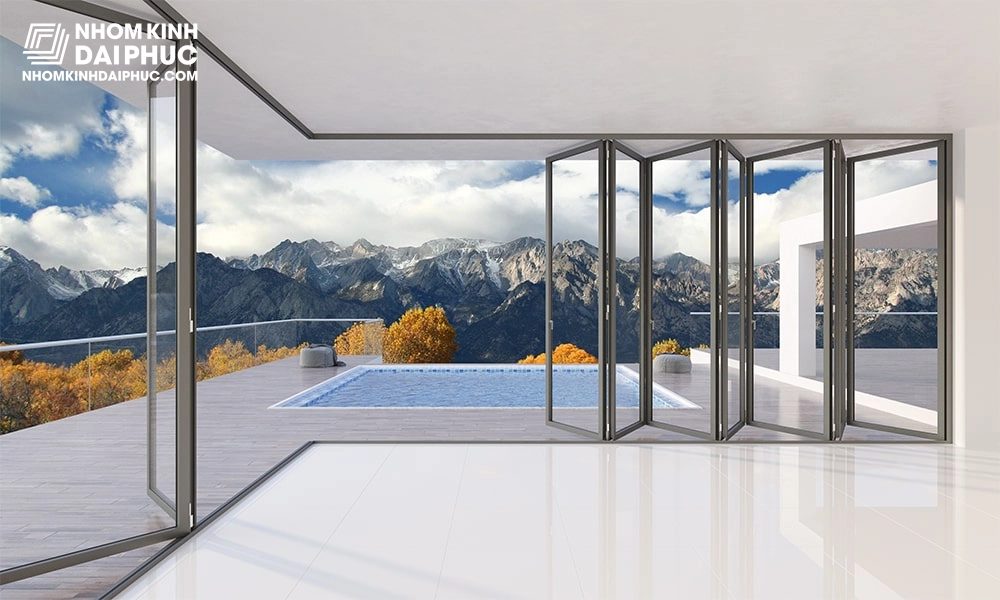 Cửa xếp gấp Slim nhôm Kogen hệ 50