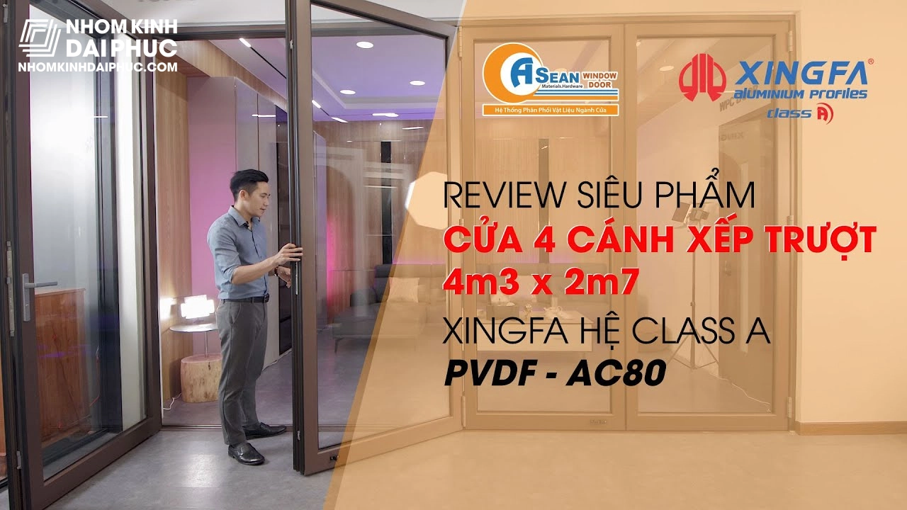 Cửa Đi Xếp Trượt Nhôm Xingfa Class A Hệ AC80