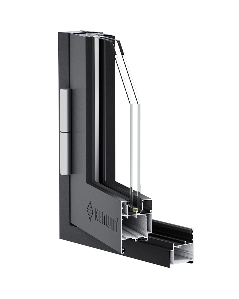 Mặt cắt cửa đi mở quay nhôm Kenwin 55s