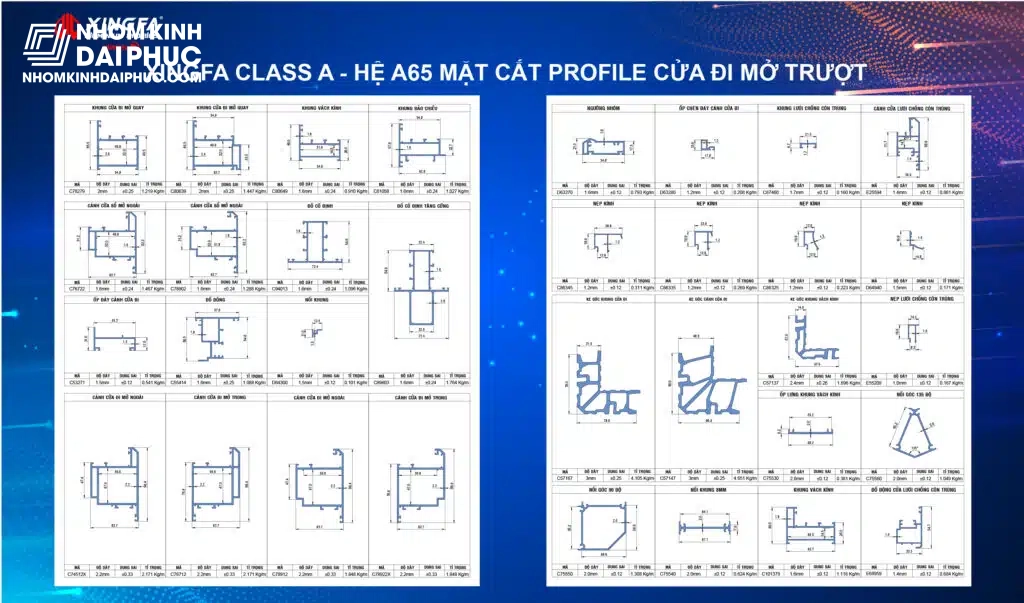 Profile nhôm Xingfa Class A hệ 65