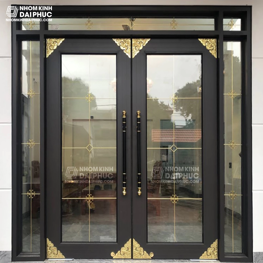 Mẫu cửa nhôm thủy lực màu xám