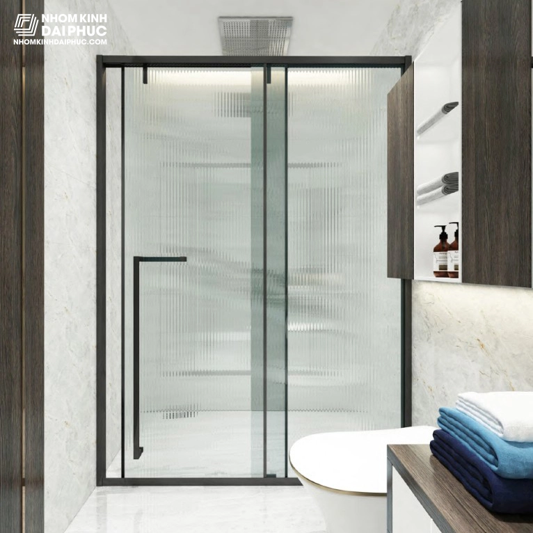 Phòng tắm Gymek cửa trượt ngang màu đen mờ